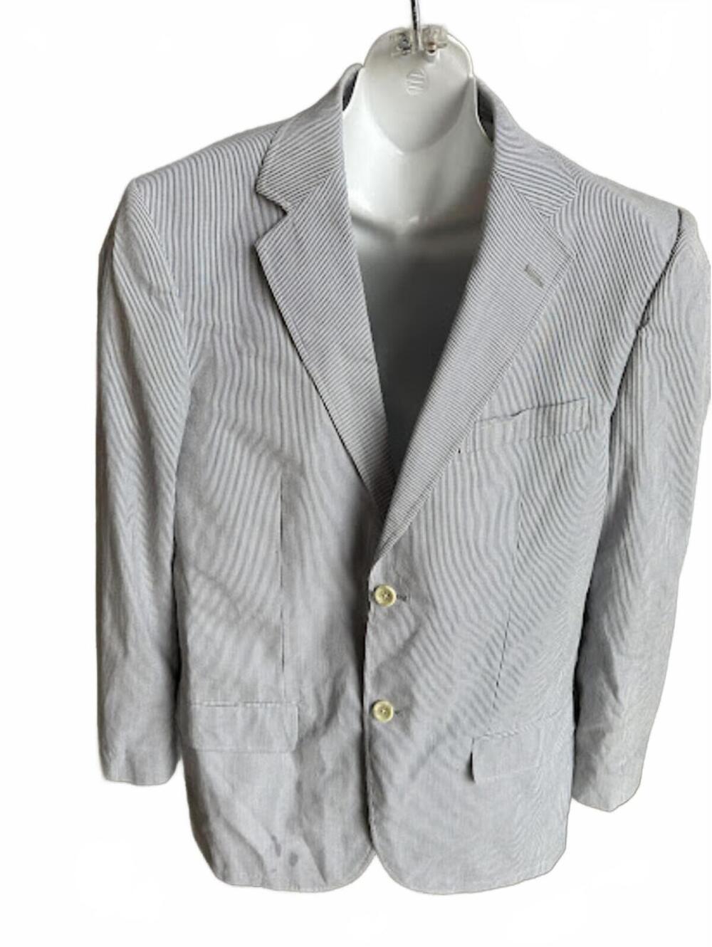Merona Seersucker Blazer 40R Gray Stripe